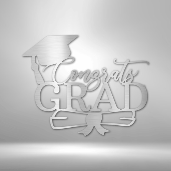 Congrats Grad Cap Steel Sign Laser Cut Powder Coated Home & Office Metal Wall De